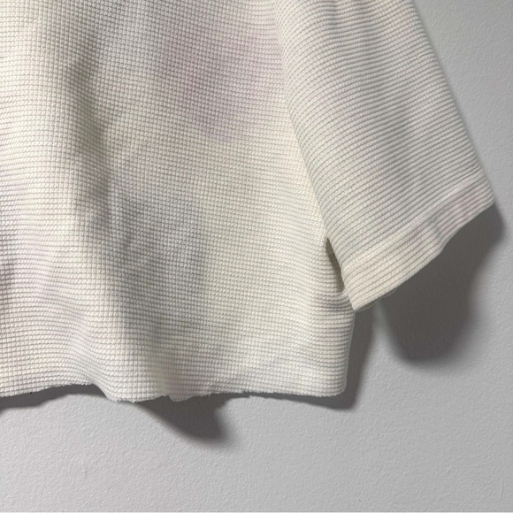 Vintage 90s White Cropped Short Sleeve Button Up Shirt Cottagecore Spring Retro - Picture 8 of 15
